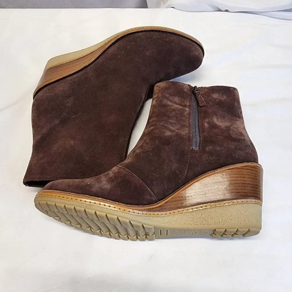 Cole Haan Brown Suede Wedge Ankle Boots